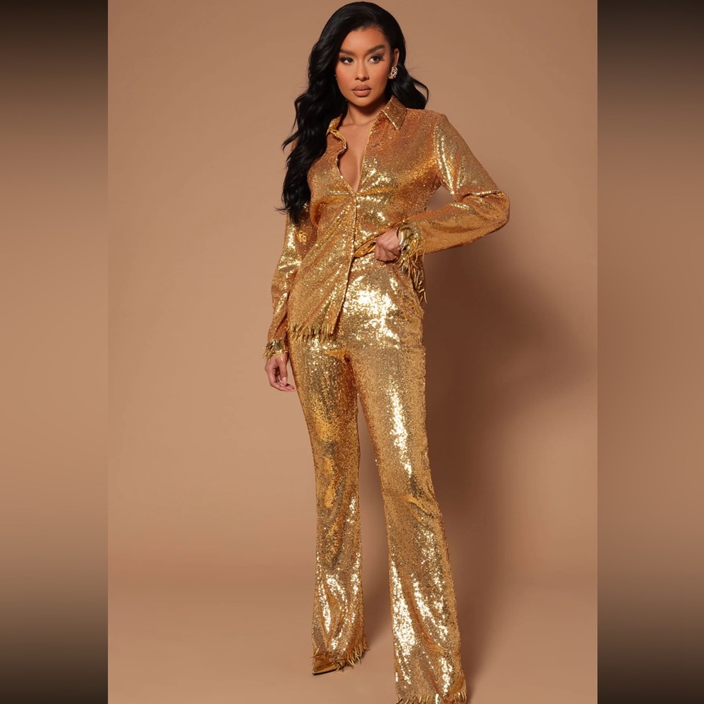 Fashionnova Gold sequence pants